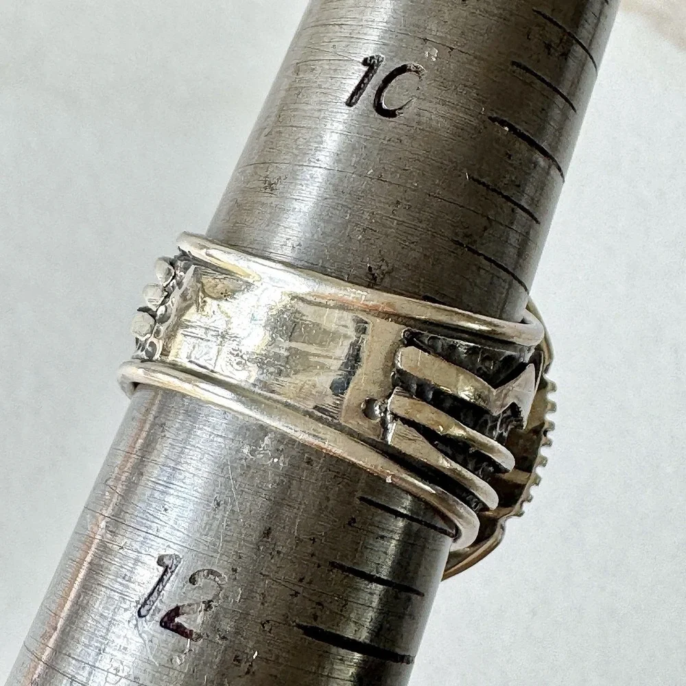 Big Navajo Mens Turquoise Ring Sz 11 Lightning Signed Denetdale Sterling Native